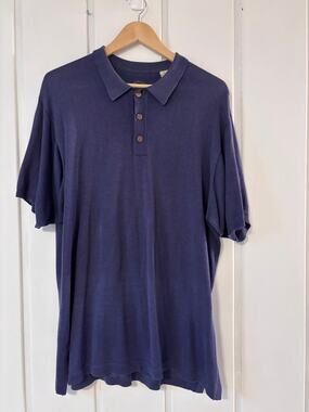 Tommy Bahama Men's Medium Blue Polo Shirt Cotton Silk Blend Short Sleeve